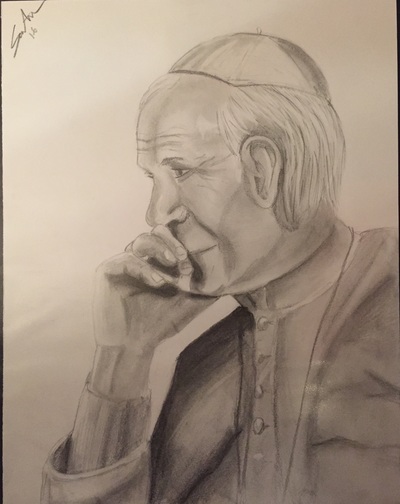 Pencil, Sketch, Art, Drawing, Religious, Saint, Profile
