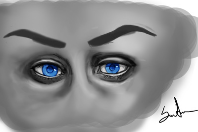 Eye study, 3 dimensional, black and white, photoshop, sculpting