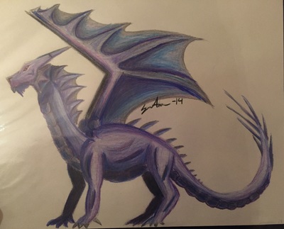 Dragon, Sketch, Study, Colored Pencil, Art, Project, Reptile