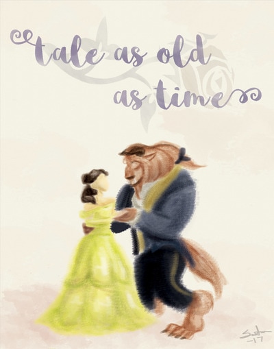 Beauty and the Beast (Disney), Digital Watercolor Painting
